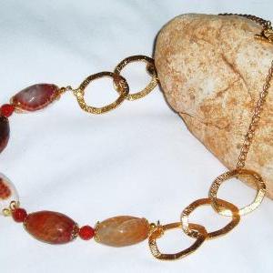 Agate Gold Plated Chain Necklace