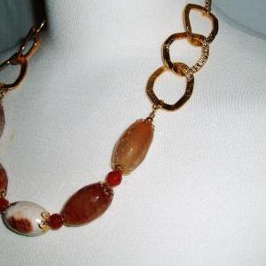 Agate Gold Plated Chain Necklace
