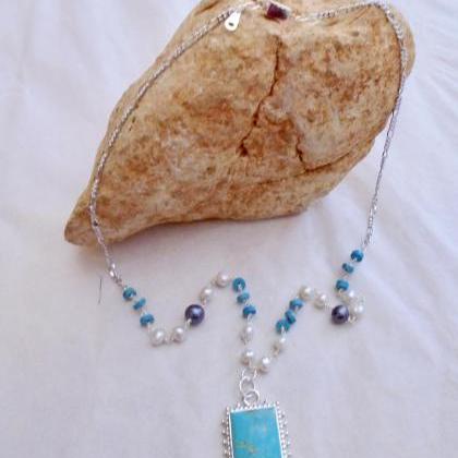 Turquoise Gemstone Sterling Silver Necklace