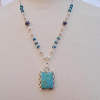 Turquoise Gemstone Sterling Silver Necklace
