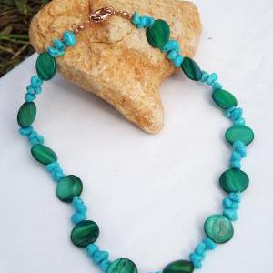 Turquoise And Shell Pearl Necklace