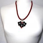Black And Red Agate / Onyx Handmade Heart Pendant..
