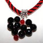 Black And Red Agate / Onyx Handmade Heart Pendant..