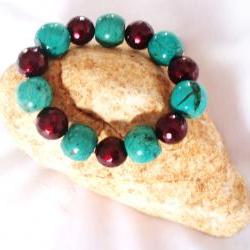  Turquoise / Shell Pearl Bracelet Stretchy Gemstone jewelry